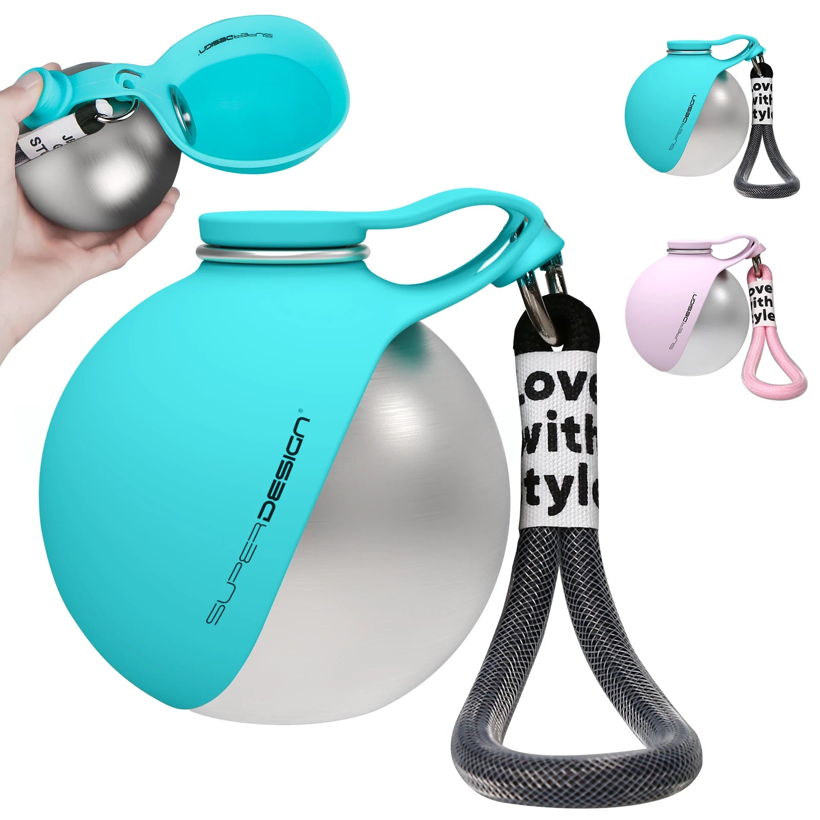 2-in-1 Portable Dog Water Bottle – Leak-Proof Travel Bottle & Bowl (Stainless Steel)