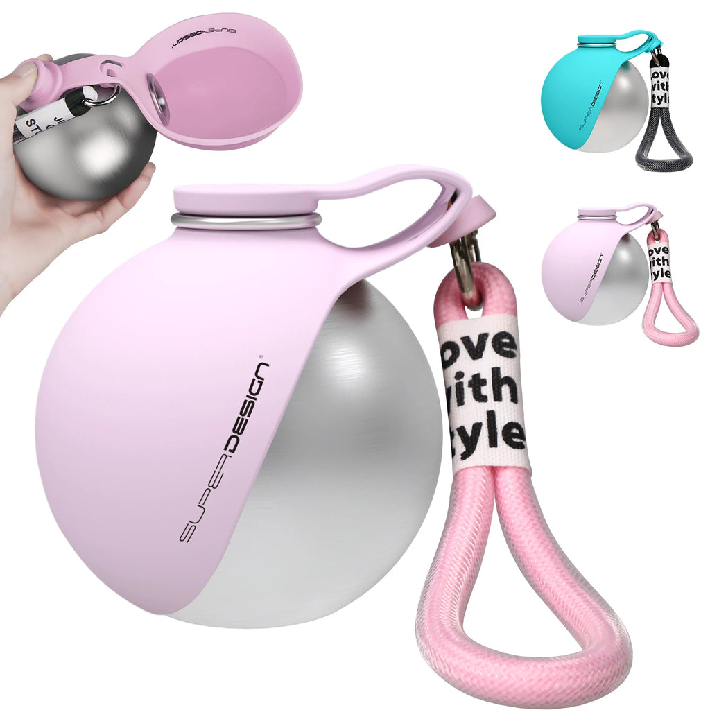 2-in-1 Portable Dog Water Bottle – Leak-Proof Travel Bottle & Bowl (Stainless Steel)