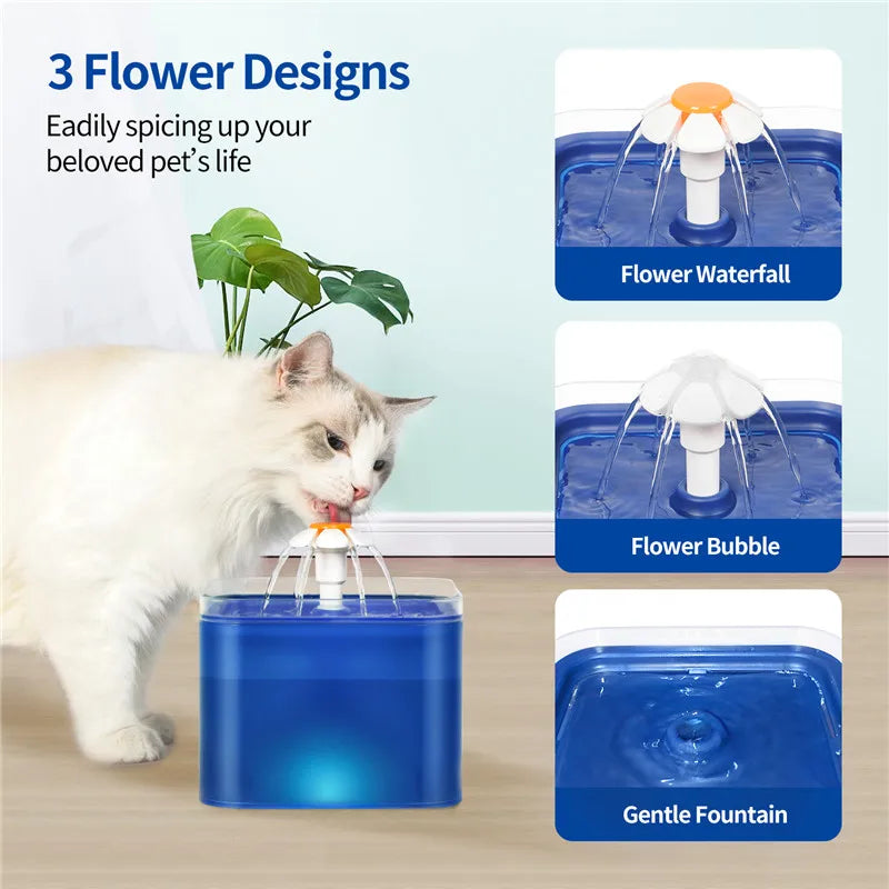 Automatic Cat Water Fountain – 2L Ultra-Quiet LED Pet Drinking Fountain with 4-Stage Filtration