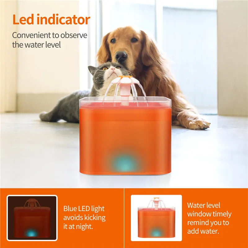 Automatic Cat Water Fountain – 2L Ultra-Quiet LED Pet Drinking Fountain with 4-Stage Filtration