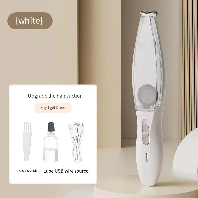 2-in-1 Pet Trimmer with Hair Suction – Quiet Cordless Paw & Ear Groomer for Cats & Dogs