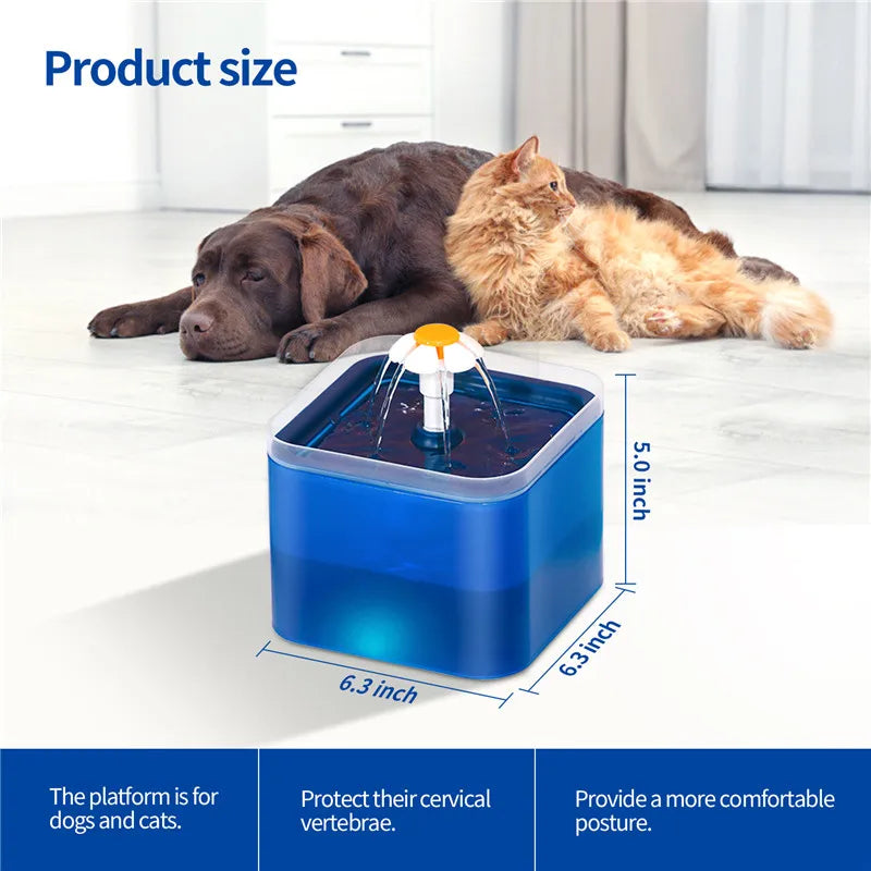 Automatic Cat Water Fountain – 2L Ultra-Quiet LED Pet Drinking Fountain with 4-Stage Filtration