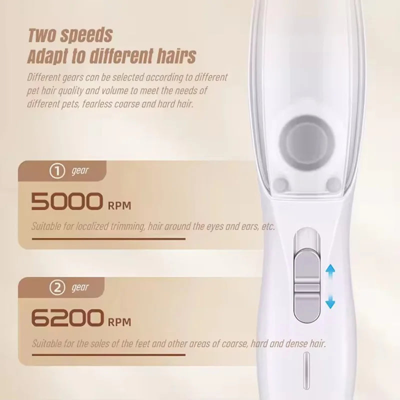 2-in-1 Pet Trimmer with Hair Suction – Quiet Cordless Paw & Ear Groomer for Cats & Dogs