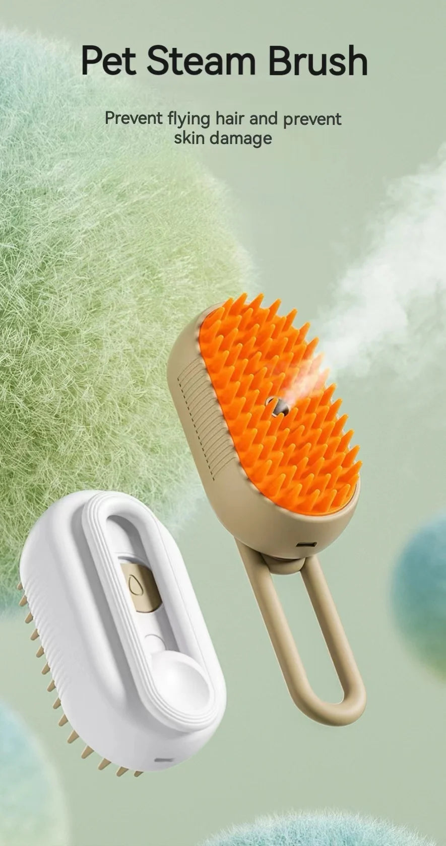 3-in-1 Electric Pet Grooming Brush – Steam, Massage & Hair Removal for Cats & Dogs