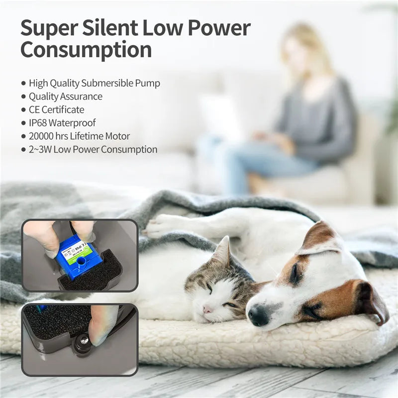 Automatic Cat Water Fountain – 2L Ultra-Quiet LED Pet Drinking Fountain with 4-Stage Filtration