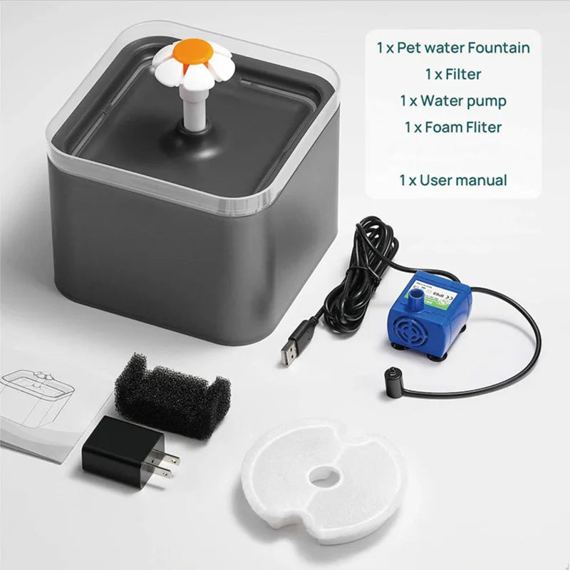 Automatic Cat Water Fountain – 2L Ultra-Quiet LED Pet Drinking Fountain with 4-Stage Filtration